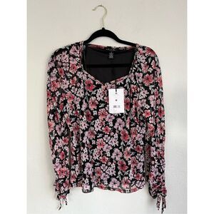 A Love Store Woman Floral Print Long Sleeve Blouse, Size M